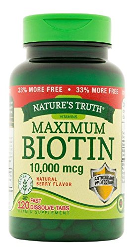 Nature's Truth Biotin 10,000 Mcg, Fast Dissolve Tabs, Natural Berry Flavor, 120 Count