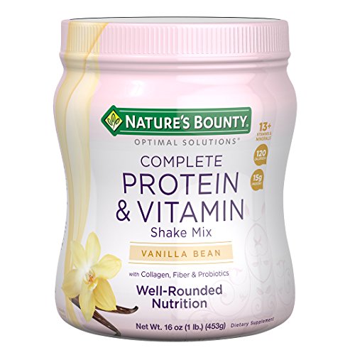 Nature's Bounty Optimal Solutions Protein Powder and Vitamin Supplement, Vanilla Bean, 1 lb