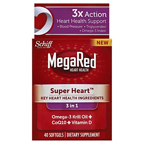 MegaRed Super Heart Omega 3 Krill Oil Plus COQ10 and Vitamin D, 40 count