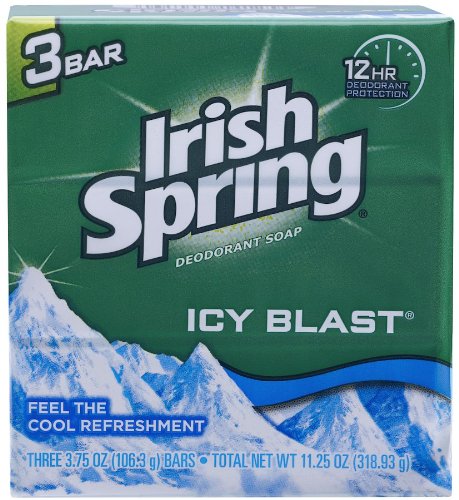 Irish Spring Bath Bar, Icy Blast 3.75 Oz, 3 x 3.75 oz bars