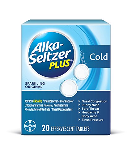 Alka-Seltzer Plus Cold Medicine, Sparkling Original Effervescent Tablets With Pain Reliever/Fever Reducer, Sparkling Original, 20 Count