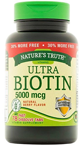 Nature's Truth Biotin 5000 Mcg, Fast Dissolve Tabs, Natural Berry Flavor, 78 Count