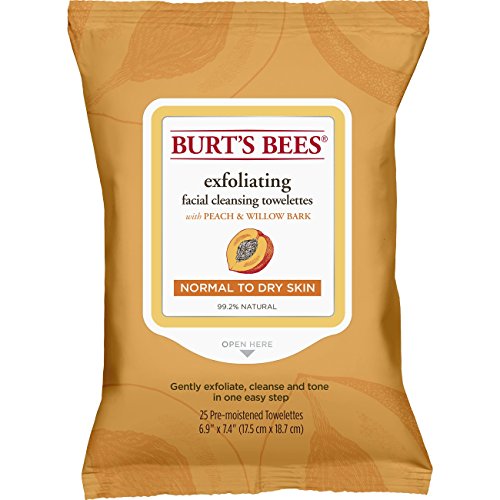 Burt's Bees Sensitive Facial Cleansing Towelettes with Exfoliating Peach and Willow Bark - 25 Count