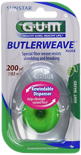 SUNSTAR BUTLER Gum Dental Floss Butlerweave Mint Waxed, 2 Count