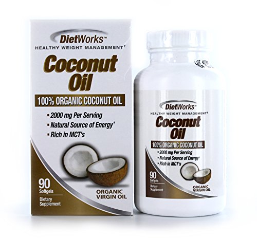 DietWorks Coconut Oil Softgels, 100% Organic Coconut Oil, Rich in MCTs, Healthy Weight Loss Formula, 45 servings