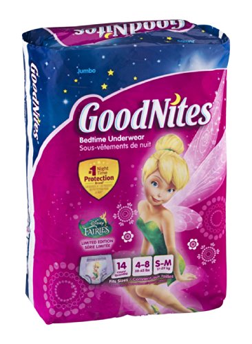 GoodNites Bedtime Underwear Disney Fairies Girls S/M 14 CT