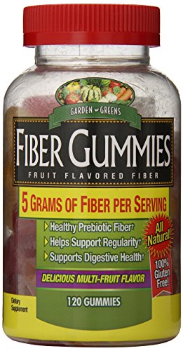 Garden Greens Fiber Gummies 5g, Healthy Probiotic Fiber, Supports Digestive Health, Delicious Multi-Fruit Flavor, 40 servings