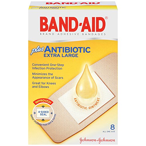 Band-Aid Brand Adhesive Bandages Plus Antibiotic, Extra Large, 8 Count - Buy Packs and SAVE