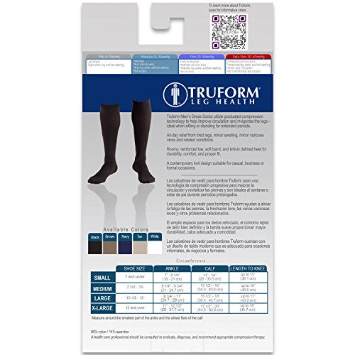 Truform Compression Socks, 15-20 mmHg, Knee High, Dress Style, Black, Medium