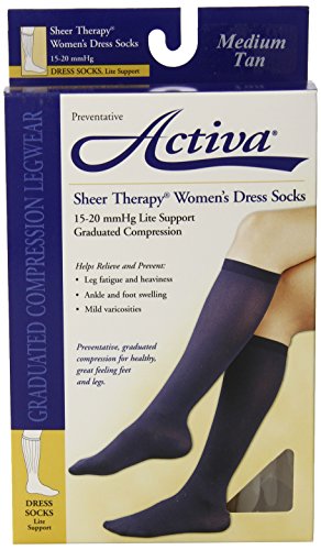 Activa 15-20 mmHg Sheer Therapy Women's Socks, Tan, Medium