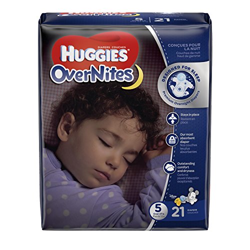 HUGGIES OverNites Diapers, Size 5, 21 Count, JUMBO PACK Overnight Diapers (Packaging May Vary)