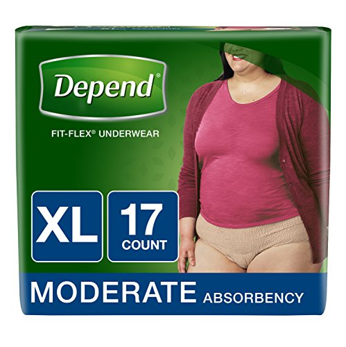 Depend FIT-FLEX Incontinence Underwear for Women, Moderate Absorbency, XL, Tan (Packaging may vary)