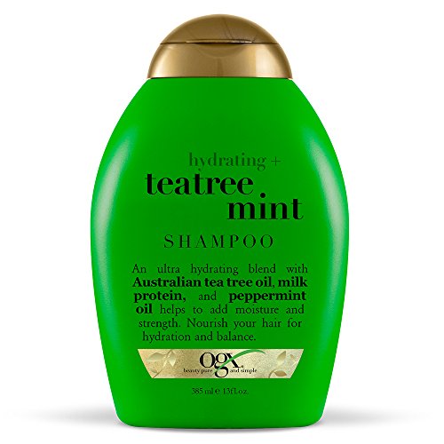 OGX Hydrating TeaTree Mint Shampoo, 13 Ounce Bottle, Moisturizing Shampoo Infused with Australian Tea Tree Oils, Sulfate-Free