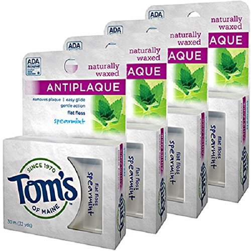 Tom's of Maine Naturally Waxed Anti-Plaque Flat Floss Spearmint 32 Yards