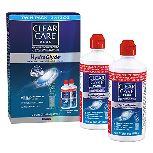 Clear Care Plus Cleaning and Disinfecting Solution with Lens Case, Twin Pack, 12-Ounces Each