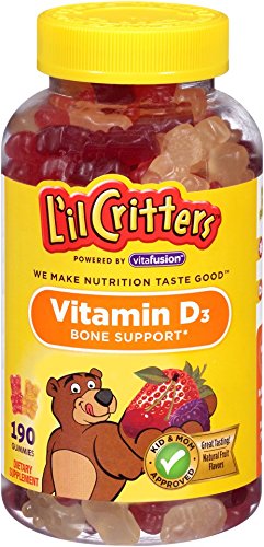 L il Critters Vitamin D3 Bone Support Gummy Vitamin Natural Fruit Flavors 190 Gummies