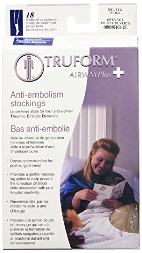 Truform Open Toe, Knee High, 18 mmHg Anti-Embolism Stockings, Beige, 2X-Large