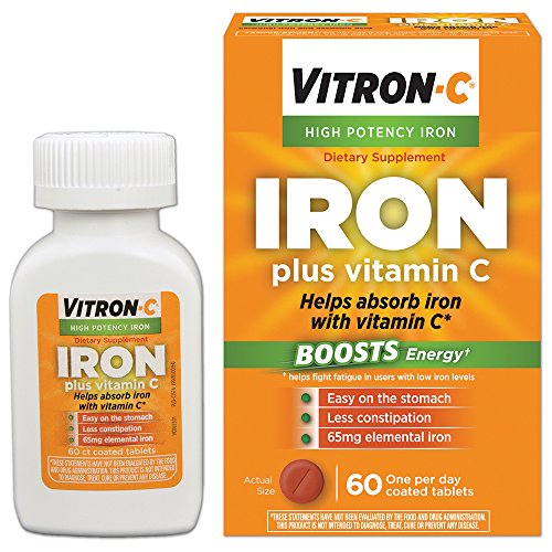 Vitron-C High Potency Iron Supplement with Vitamin C | 60 Count