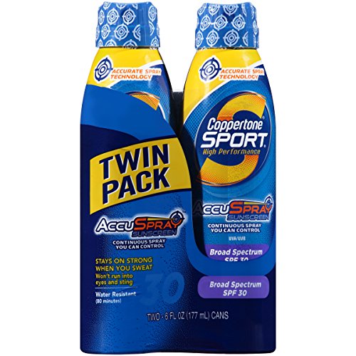 Coppertone Sport SPF 30 Continuous Spray Clear Twin Pack, 6-Ounce Cans