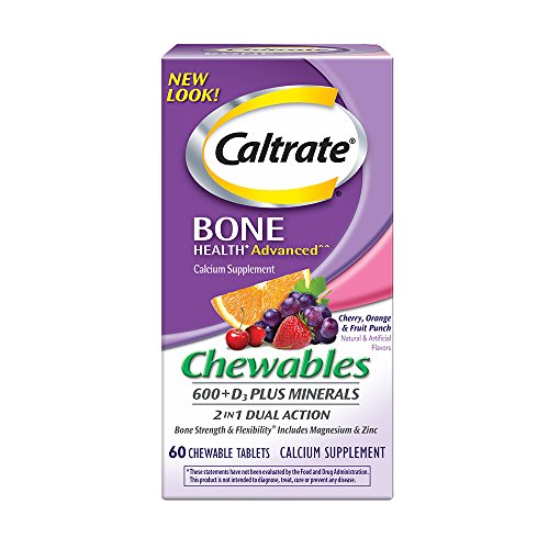 Caltrate Plus Minerals (Cherry, Orange, and Fruit Punch, 90 Count,) Calcium & Vitamin D3 Chewable Supplement, 600mg