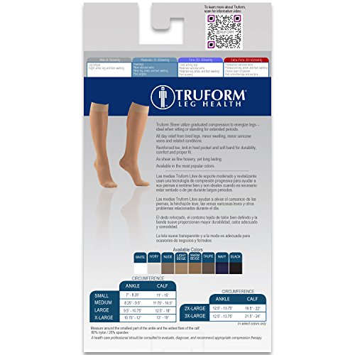 Truform Compression Stockings, 15-20 mmHg, Sheer, Knee High, Beige, Medium