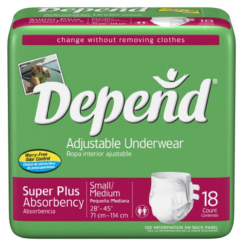 DEPEND REFASTENABLE PROTECTIVE UNDERWEAR,S/M,18/BG