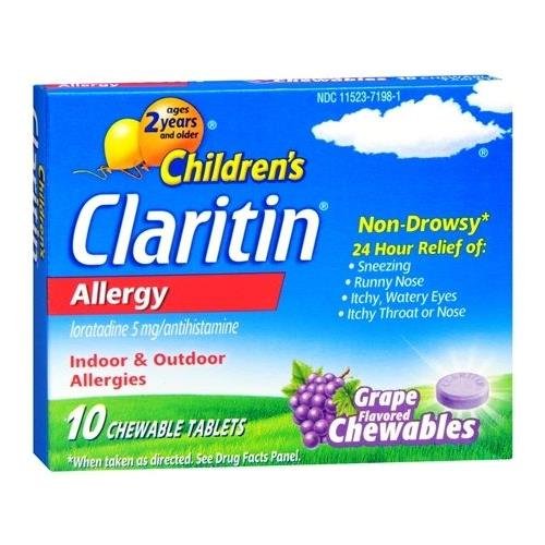 CLARITIN Children's 24 Hour Allergy Relief Chewable Tablets Grape Flavored 10 TB - Buy Packs and SAVE