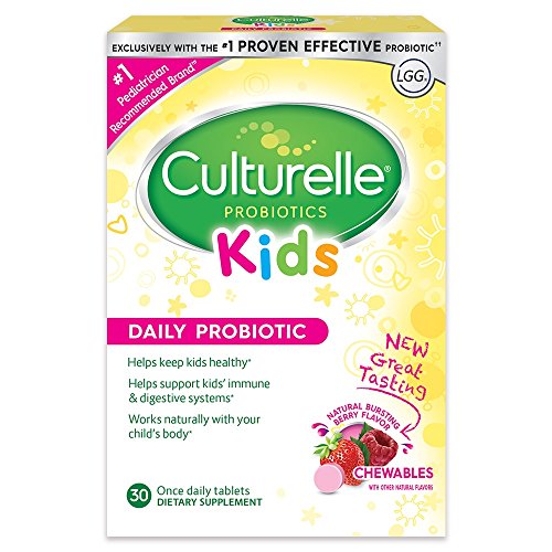Culturelle Kids Daily Probiotic Chewable Dietary Supplement | Helps Support Kids’ Immune & Digestive Systems | For Children Age 3+ | #1 Pediatrician Recommended Brand††† | 30 Chewables