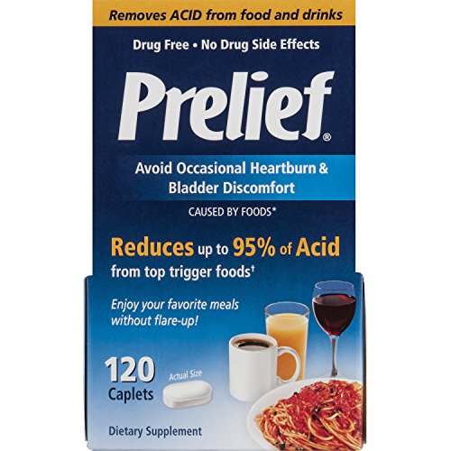 Prelief Acid Reducer Caplets 120 Count Dietary Supplement to reduce up to 95% of the acid in High-Acid Food and Beverages