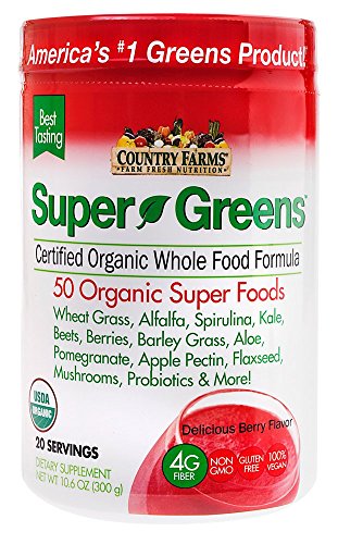 Country Farms Super Greens Berry flavor, 50 Organic Super Foods 20 servings