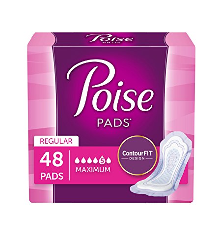 Poise Incontinence Pads, Maximum Absorbency, Regular, 48 Count , Packaging May Vary