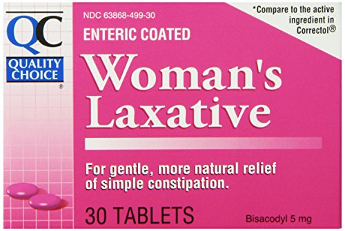 Quality Choice Enteric Coated Women's Laxative Bisacodyl 5mg. Tablets 30 Count, Boxes