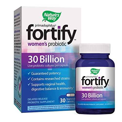 Nature's Way Primadophilus Fortify Women's Probiotic, 30 Billion Live Cultures,Acidophilus, Guaranteed Potency, Researched Strains, Delayed Release, 30 Vegetarian Capsules, Gluten-Free