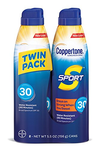 Coppertone SPORT Continuous Sunscreen Spray Broad Spectrum SPF 30 (5.5-Ounce Bottle, Twin Pack)