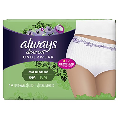 Always Discreet, Incontinence Underwear for Women, Maximum, Small/Medium, 19 Count