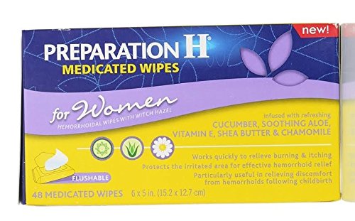 Preparation H Medicated Wipes for Women, 48 Count (2 Pack)