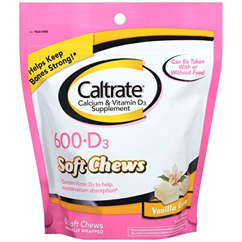 Caltrate Calcium & Vitamin D Supplement, 600+D, Soft Chews, Vanilla Creme - Buy Packs and SAVE