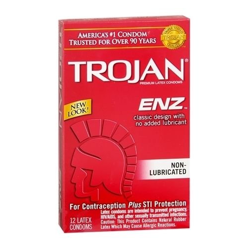 TROJAN ENZ Non-Lubricated Premium Latex Condoms 12 EA - Buy Packs and SAVE