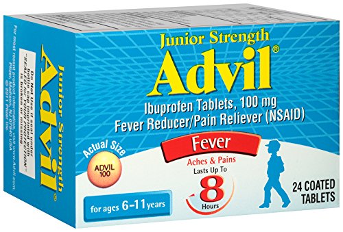 Advil Junior Strength Fever Reducer/Pain Reliever, 100mg Ibuprofen (24-Count Coated Tablets)