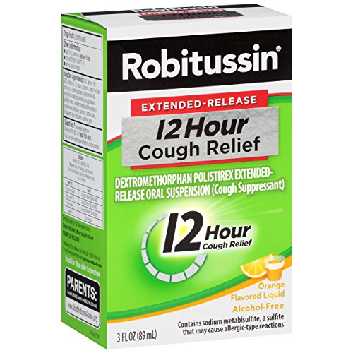 Robitussin Extended-Release 12 Hour Cough Relief (3 fl. oz. Bottle, Orange Flavor), Alcohol-free Cough Suppressant