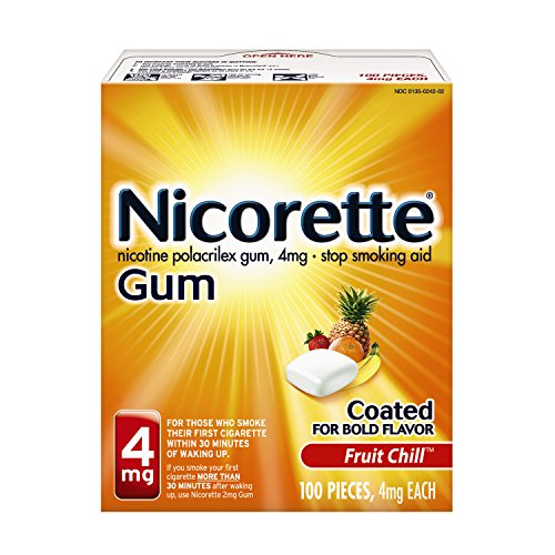 Nicorette Nicotine Gum, Stop Smoking Aid, 4 mg, Fruit Chill Flavor, 100 count