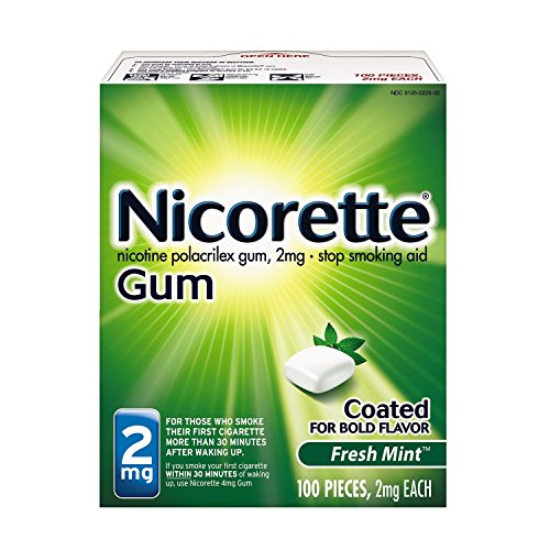 Nicorette Nicotine Gum Fresh Mint 2 milligram Stop Smoking Aid 100 count