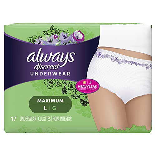 Always Discreet, Incontinence Underwear for Women, Maximum, Large, 17 Count