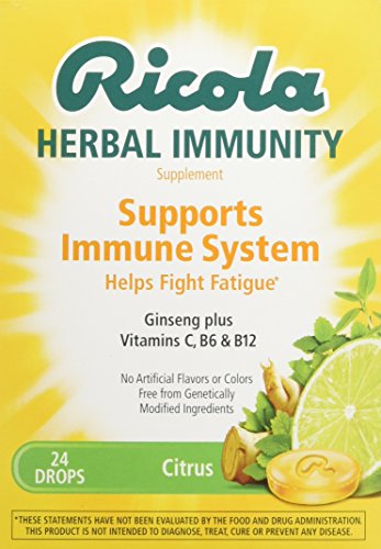 Ricola Herb Immunity Drops Citrus, 24 Drops, Support Your Immune System, Immunity Gummies Include Ginseng, Vitamins C, B6, B12, Swiss Herbs, No Artificial Flavors or Colors