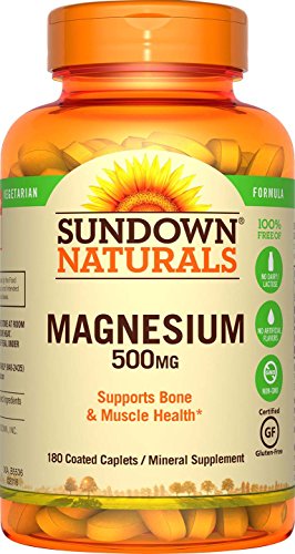 Sundown Naturals Magnesium, 500 mg (180 Coated Caplets) Mineral Supplement, Meets Daily Recommended Intake