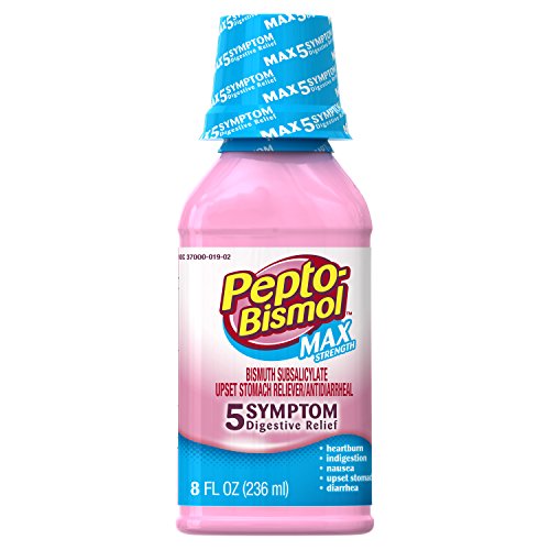 Pepto-Bismol Max 5 Symptom Relief Including Upset Stomach and Diarrhea Original Flavor Liquid, 8 Ounce