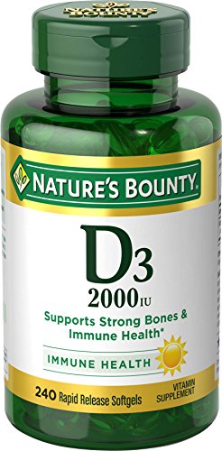 Nature's Bounty Vitamin D3 Pills and Supplement, Supports Bone Health and Immune System, 2000iu, 240 Softgels