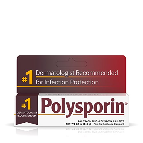 Polysporin First Aid Topical Antibiotic Ointment with Bacitracin Zinc & Polymyxin B Sulfate, For Infection Protection & Wound Care Without Neomycin, Travel Size, 0.5 oz