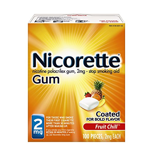 Nicorette Nicotine Gum Fruit Chill 2 milligram Stop Smoking Aid 100 count