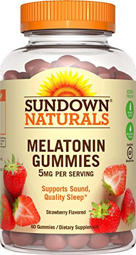 Sundown Naturals Melatonin 5 Milligram Gummies (Count 60), Strawberry Flavored, Supports Sound, Quality Sleep Non-GMO, No Artificial Flavors